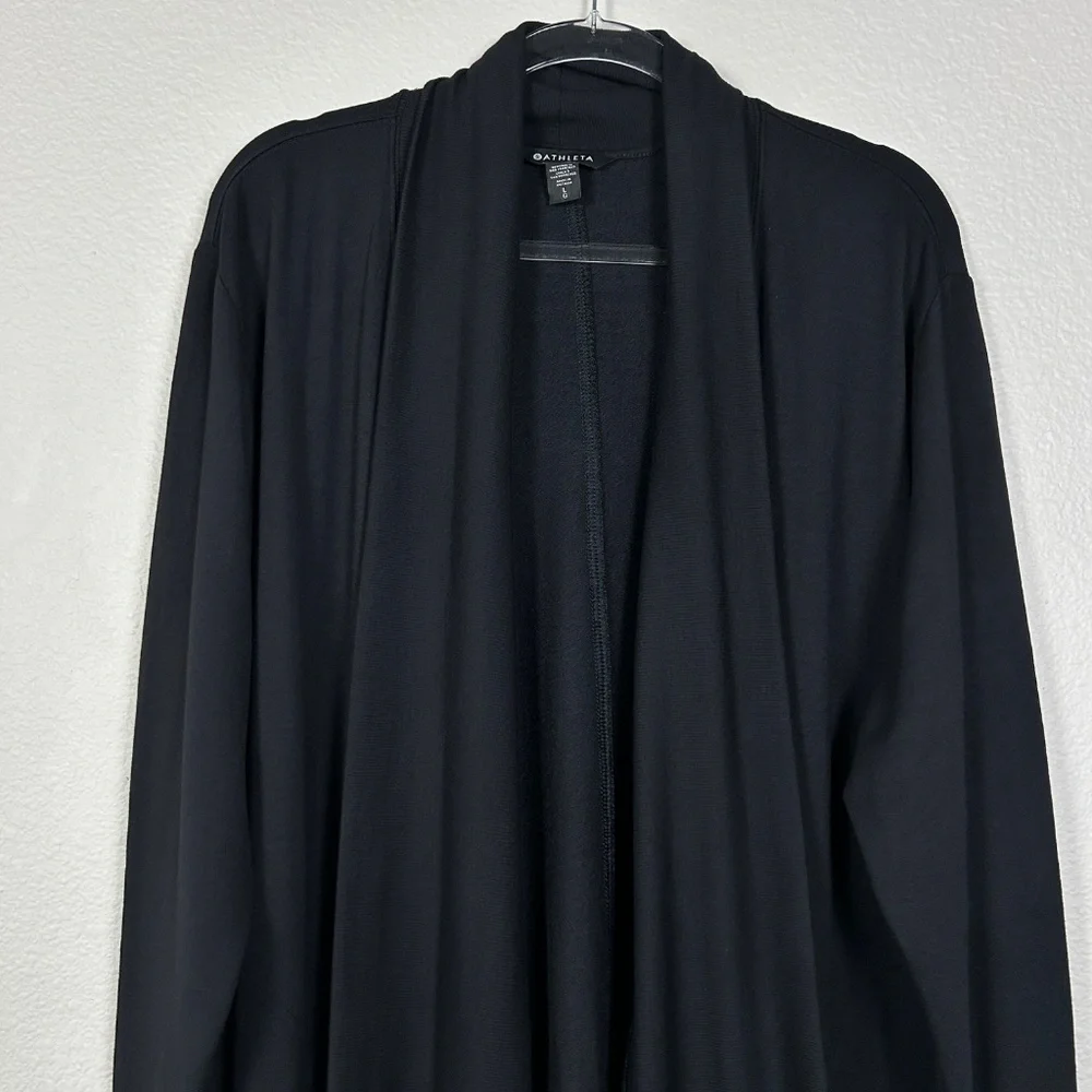 Athleta size L Pranayama Restore Wrap black long cardigan nirvana fabric relaxed